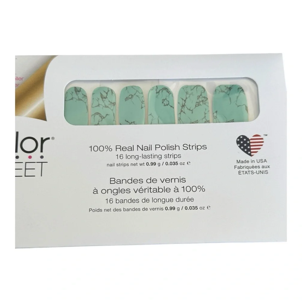 Color Street MOJAVE TURQUOISE Sky Blue Stone Design Nail Strips Set - Picture 7 of 8